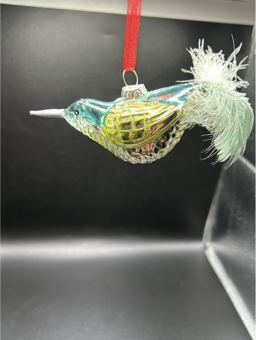 Vintage Hand Blown Glass Feathered Hummingbird 1970’s